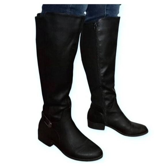 ALFANI STEP 'N FLEX KALLUMM BLACK EXTENDED CALF BOOTS SZ.7 GUC. - Picture 2 of 10